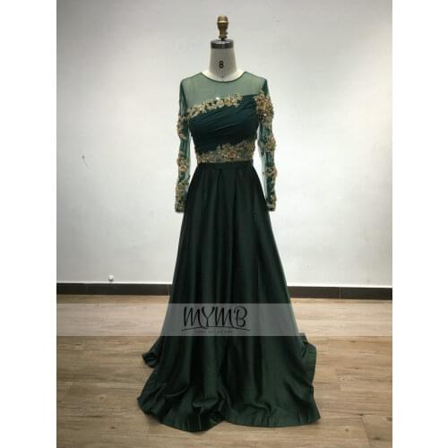 New Arrival Dubai Custom Muslim Evening Gown Green Stylish Lace Applique Aline Satin Mother Of The Bride Dresses Long Plus Size