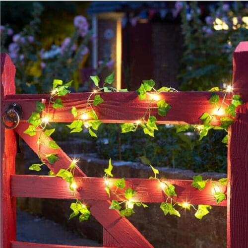 Garland Leaf Rattan String Light 20/50/100Leds Solar Battery Powered Waterproof Fairy Lamps For Wedding Party Decor