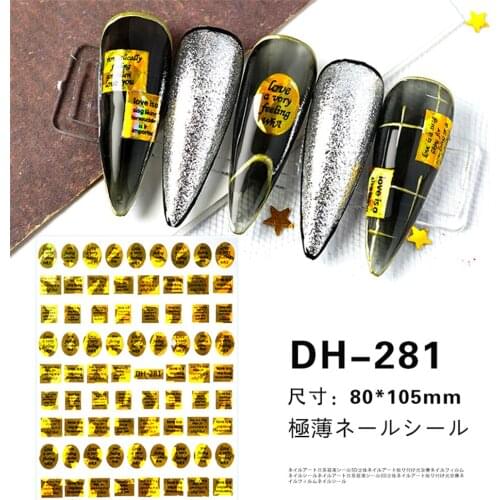 Holographic Alphabet Nail Stickers Laser Gold Silver English Letter 3D Self Adhesive Nail Design Manicure Decoration Supplies