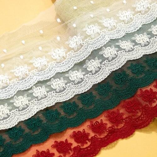 Cotton Embroidered Lace White Mesh Embroidery Lace Sewing Garment Accessories 9cm