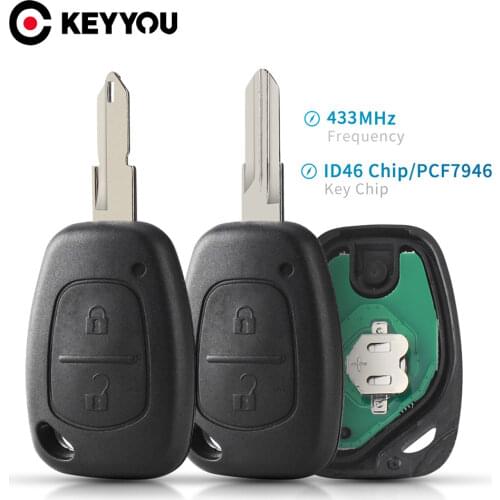 KEYYOU Car Remote Key Fit for Renault VIVARO MOVANO TRAFFIC MASTER KANGOO PCF7946 Chip 433MHZ NE72 Blade