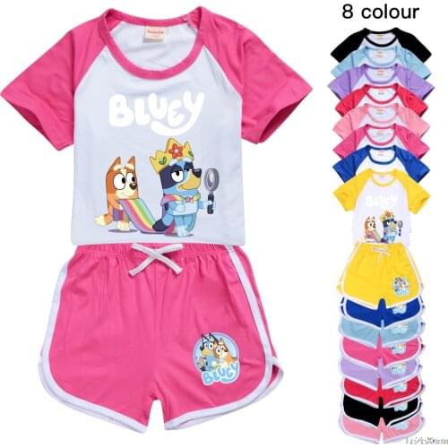Bingo Blueye Children Clothing Boys Summer Clothing Set New Fashion O-neck Short Sleeve Two Pieces Clothing Suit