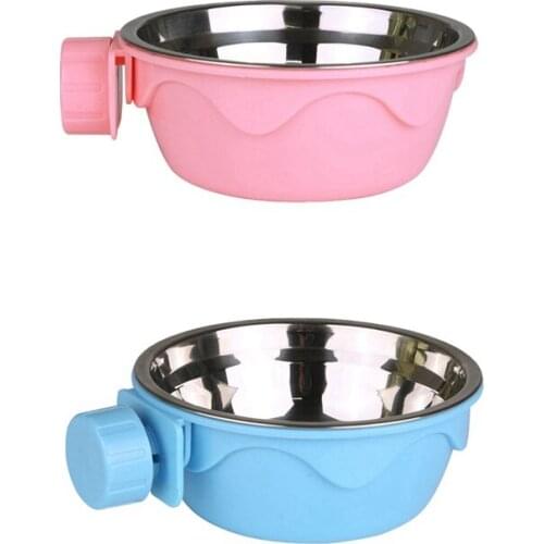 Pet Hanging Bowl Dog Cats Feeders Stainless Steel Removable Food Water Feeder Coop Cup For Puppy Small Animals Pet Accessories