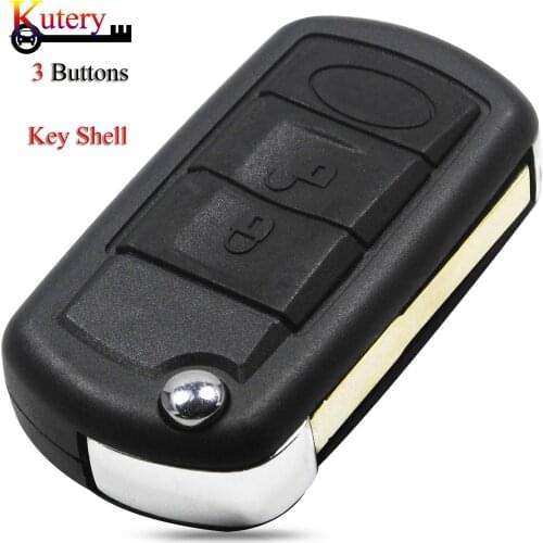 Kutery 10pcs/Lot Remote Folding Car Key Shell For Range Rover Land Rover 3Buttons Replacement Case Fob Cover With Uncut Blade