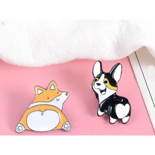 Cartoon Puppy Brooch Husky Dog Shiba Inu Dog Cute Enamel Pin Collar Bag Badge Jewelry Gift Clothing Accessories