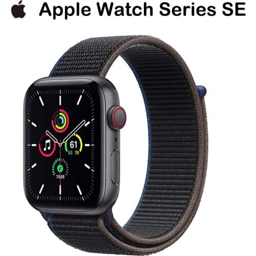 New Apple Watch SE (GPS + Cellular, 40/44mm) - Space Gray Aluminum Case with Black Sport Band and with Charcoal Sport Loop