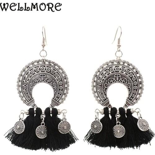 WELLMORE new fashion tassel earrings have 12 colors tassel earrings for women jewelry wholesale E171015-3