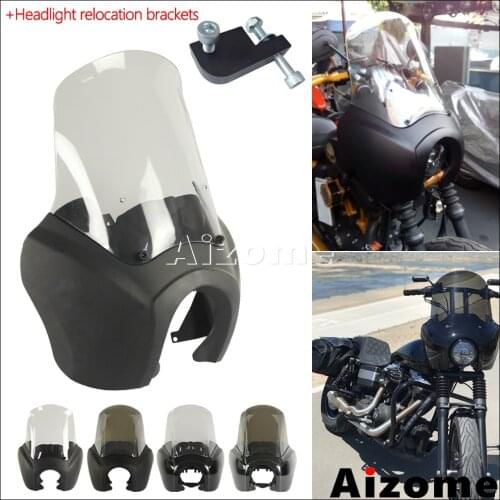 Front Windshield Fairing For Harley Dyna 2006-2017 Wide Glide Fat Bob Street Bob Low Rider Headlight Windscreen Fairing