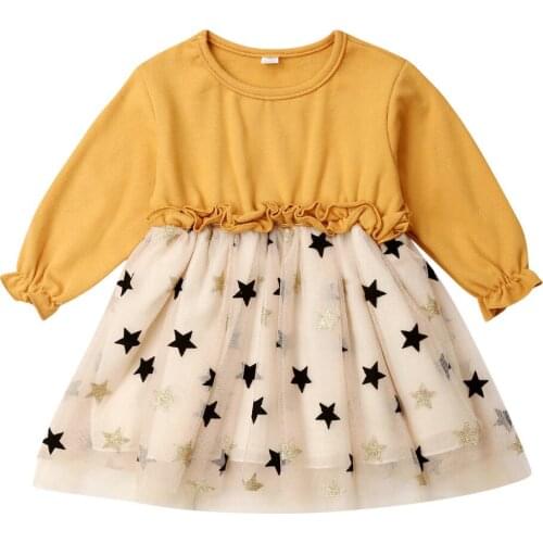 2019 Autumn Girl Dress Cotton Long Sleeve Children Dresses Star Print Kids Dresses for Girls Fashion Girls Clothing 0-4T