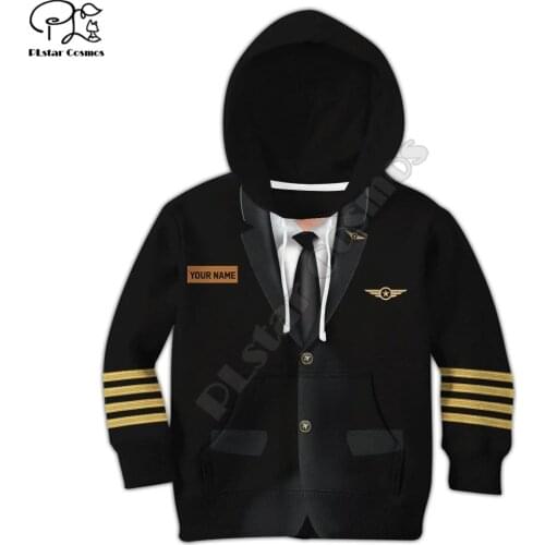 Pilot Custom Children zipper coat Long Sleeve Pullover Cartoon Sweatshirt Tracksuit Hooded/family t shirts