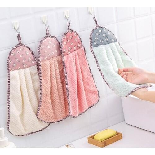 Coral Velvet Hanging Wipes Thick Rag Wash Towel Kitchen Absorbent Towel Does Not Remove Hair Washing Cloth