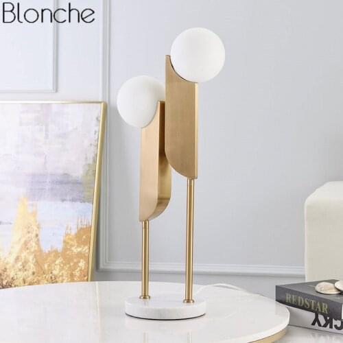 Postmodern Glass Ball Table Lamp for Bedroom Bedside Lamp Living Room Desk Light Nordic Metal Home Art Deco Lighting Fixtures G9
