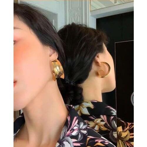 Rongho Punk metal Irregular arc earrings for women gold earring femme Geometric brincos Vintage bijoux 2019