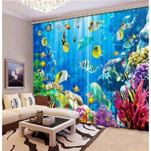 Luxury Blackout 3D Window Curtains For Living Room Bedroom ocean curtains