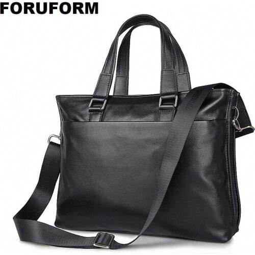 Luxury Brand Genuine Leather Briefcases Laptop Briefcase Business Zipper Brown Black Handbag Soft Cowhide Bag LI-1283