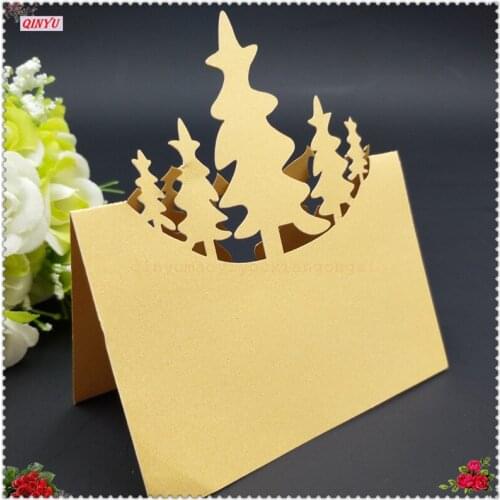10pcs Christmas Treeshape Seat Card Laser Cut Name Place Card Wedding Table Decoration Birhaday Party Supplies 8zSH874