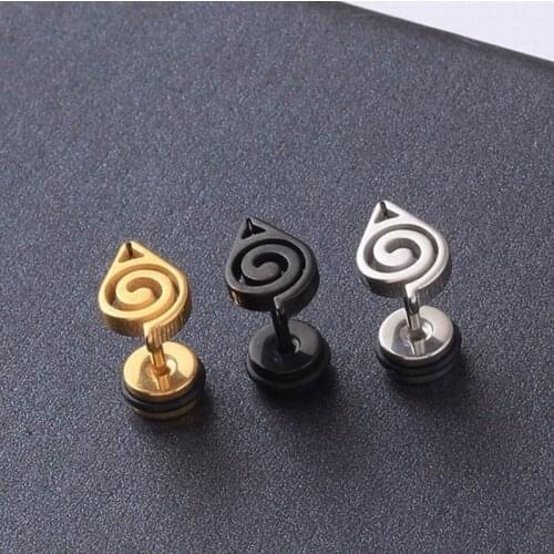 Hot Anime Stainless steel Stud Earrings For Men Women Fashion Geometric Ear Stud Jewelry Party Gifts