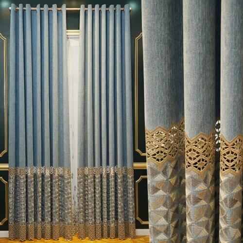 New chenille water soluble embroidery hollow out European curtain living room bedroom simple European atmosphere high shading