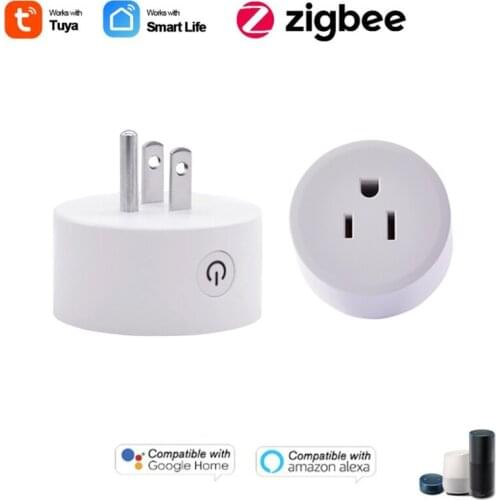 US Plug Adapter Smart WiFi Socket Max 15A Support Timing,Tuya App Control,Alexa Voice Control,Zigbee Gateway Hub Required