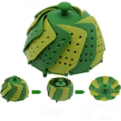 Foldable Telescopic PPFruit Plate Lotus Steamer Fruit Plate Fruit Basket Kitchen Gadgets Food Container Storage Kitchen Items