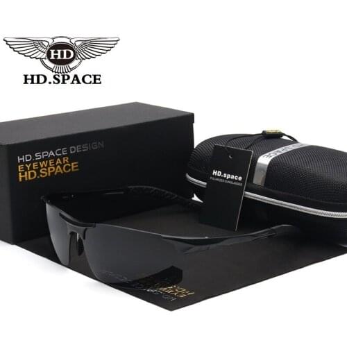 HD Design Man Polarized Sunglasses Semi Rimless Driving Eyewear Al Mg Outdoor Gafas Sport Sun Glasses Motion Oculos De Sol LD012