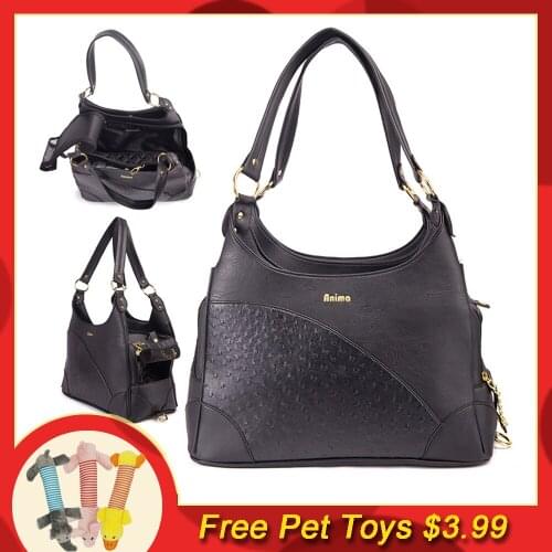 Comfort Pet Dog Carrier Outdoor Travel Breathable Handbag Mesh Faux Leather Single Shoulder Bag Sling Mesh Tote Shoulder Bag