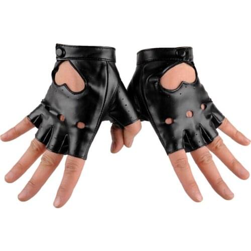 1Pair Women Leather Driving Fingerless Mittens Dance Punk Motorcycle Gloves New