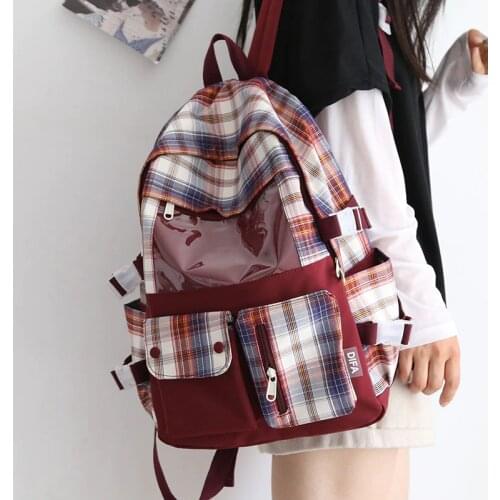 Vintage Checkered Women Backpack Bag Female Plaid Shoulder School Bags for Teenage Girls Korean Travel Backpacks New Ruckpack