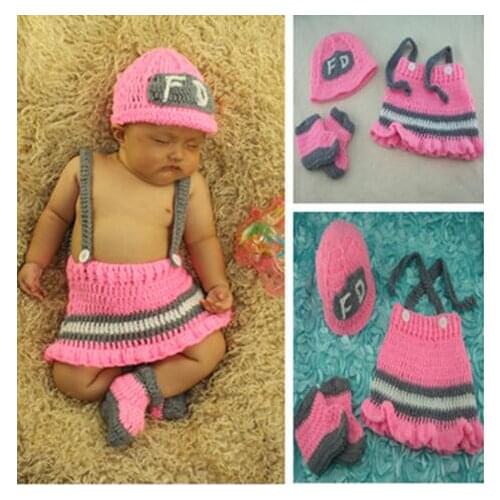 Handmade Knitting Soft Hat Pants Set Baby Clothing Accessories For 0-4 Months Newborn Baby Photography Props