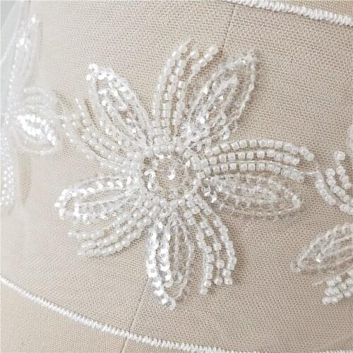 Embroidered Lace Flower Girls Dress Wedding Dress Decoration Beaded Sequined Flower Fireworks Patch