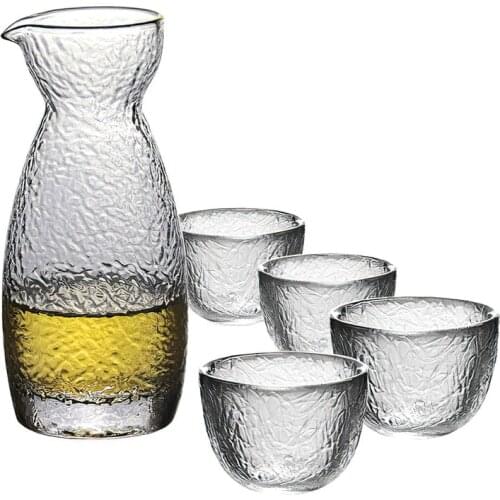 Japanese Creative Hammer-eye Pattern Crystal Glass Sake Set Restaurant Household Multi-style Multi-spec Sake Cup Wine Jug