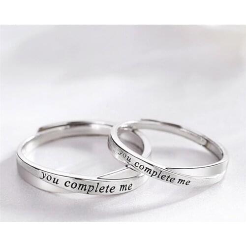 Sole Memory Couple Gift Letters Cute 925 Sterling Silver Female Resizable Opening Rings SRI964