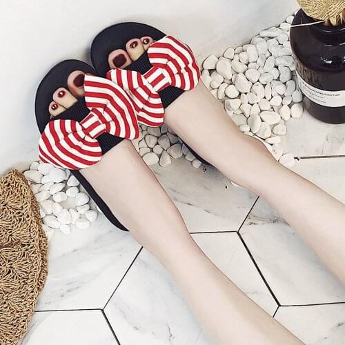Dropshipping Women Bow Summer Sandals Slipper Indoor Outdoor Flip Flops Beach Shoes 2019 New Summer Women Shoes on The Platform