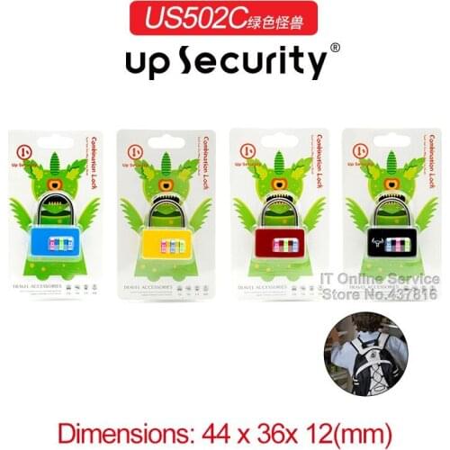 1PCS 3 Digit Password Padlock Colorful Password Wheel Little Monster Card Packaging Luggage Zipper Bags Padlock US502C