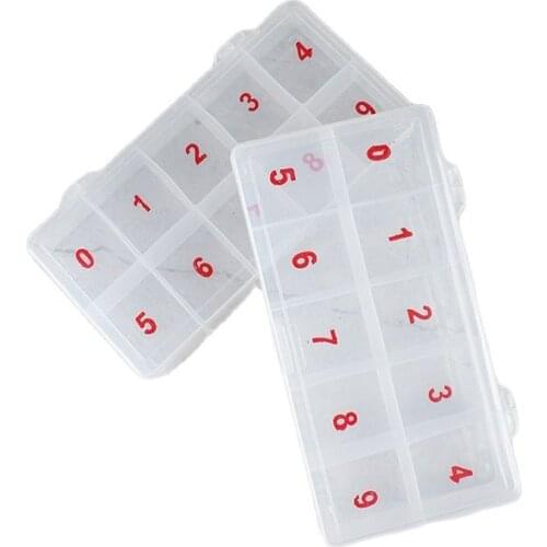 10 grid storage case, empty nail tip 500pcs fake nails/diamond jewelry box Acrylic Clear False Nail Tips Empty Storage Box Case