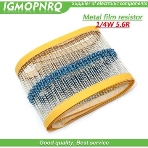 100pcs Metal film resistor Five color ring Weaving 1/4W 0.25W 1% 5.6R 5.6 ohm 5.6ohm