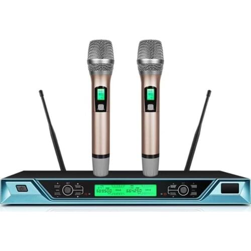 2 Metal Handheld Microphones UHF Wireless System PLL Dynamic Kapaoke KTV DJ Microphone Mikrofon