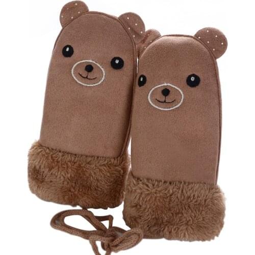 2020 Winter Mittens Girls Baby Windproof Suede Thick Outdoor Warm Gloves