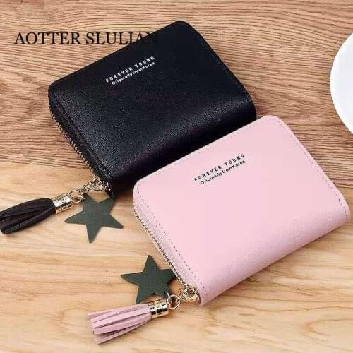 2021 Tassel Design PU Leather Wallets Portable Women Zipper Small Purses Fashion Clutch Wallet Female Coin Cash Credit Card Bags