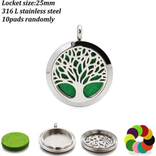 25mm Locket Perfume Diffuser Stainless Steel Essential Oil Aroma Pendant Twist Screw Fit Necklace Collars Free 10pads No Chain