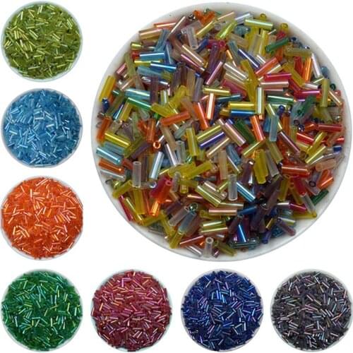 2x6mm 500pcs/lot Crystal Glass Bugle Beads European Seed Long Tube Two Hole Spacer Beads For Necklace Bracelet Jewelry Making