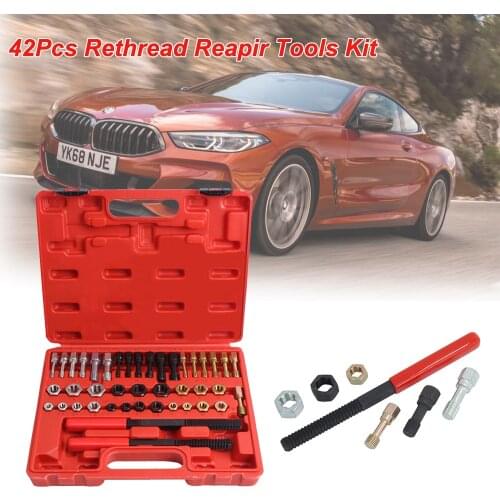 42Pcs Professional Rethread Reapir Tools Kit Metric File Thread File UNF/UNC Rethreader Dies Taps