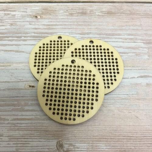 50pcs circle cross stitch diy custom wood pendant cross stitch