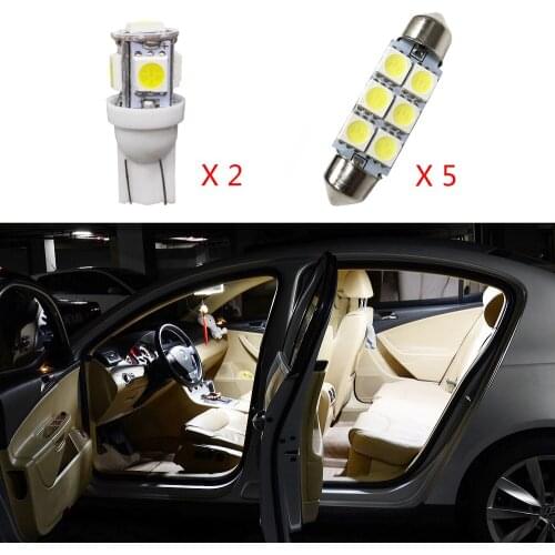 7Pcs White LED Lamp Car Bulbs Interior Package Kit For Hyundai Tucson Map Dome Trunk Plate Light