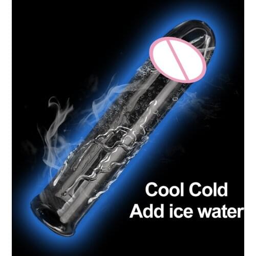 Butt Plug Sex Toys for Couples Gay Women Add Hot Ice Water Pyrex Fake Penis Anus Massage Wand Anal Plug Hollow Glass Dildo Anal