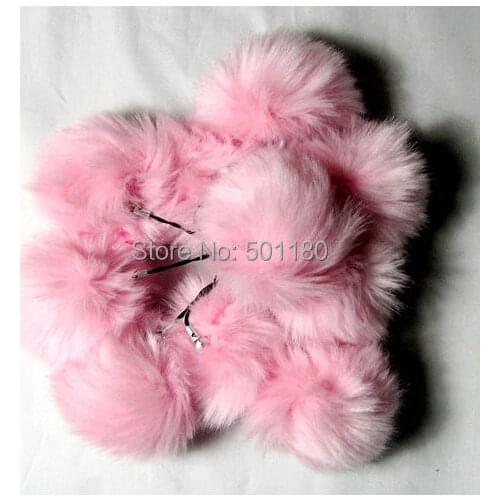 Free shipping pink color fake fur ball for phones synthetic fur ball