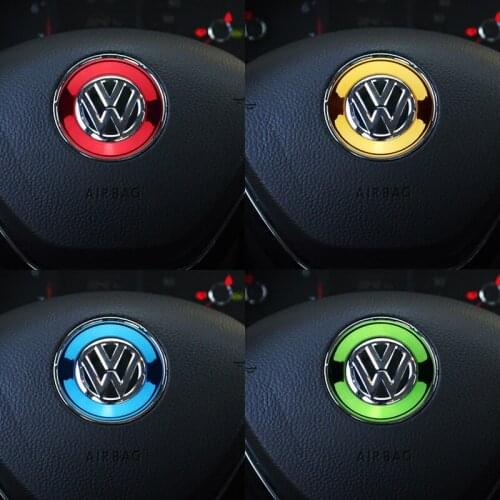 Car steering wheel shiny decorative sequin circle sticker for Volkswagen VW TOUAREG TIGUAN car stickers styling Accessories