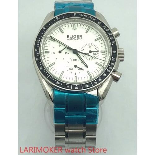 40mm Bliger Man Watch Week Date Indicator Clock Steel Strap Automatic Watches For Men