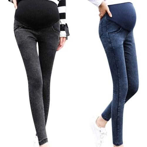 Maternity Black Blue Jeans Skinny Pants For Pregnant Women Plus High waist Leggings Pregnancy Clothes Winter Maternity Clothing