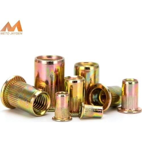 Zinc Rivet Nuts M3 M4 M5 M6 M8 M10 M12 Flat Head Knurled Screw Multi Sizes Zinc-Alloy Rivet-Nuts Kit 3pcs-20pcs/pack S42